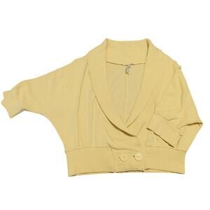 Old Navy Crop Cardigan Sweater Shawl Collar Stretch Knit Yellow Womens Size M